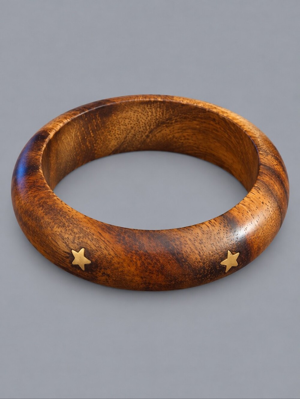 VTG Stars Wood Chunky Bangle Bracelet FLAWED